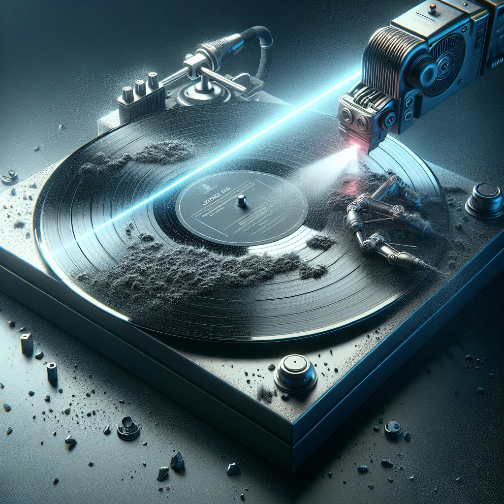 Laser cleaning: A non-abrasive method for removing dirt from vinyl records.